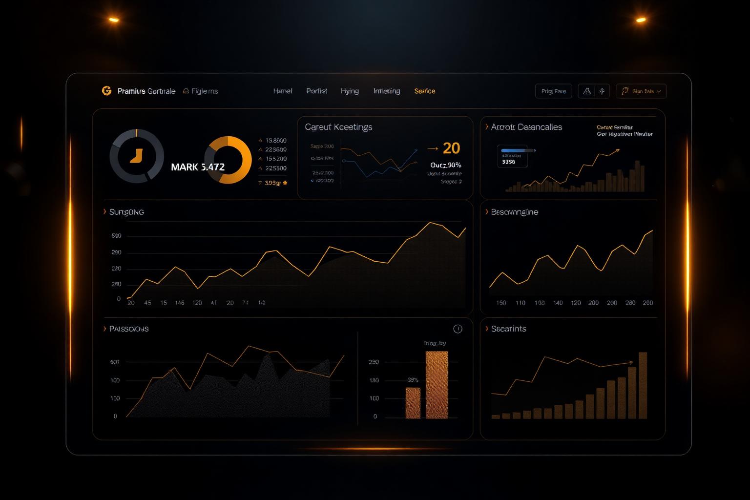Marketing dashboard with growth charts and analytics